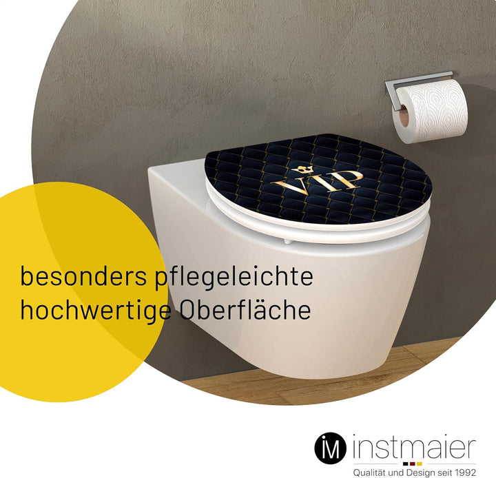 instmaier WC Sitz mit Motiv "VIP" | schwarz/gold | Toilettensitz mit Absenkautomatik | Klodeckel aus