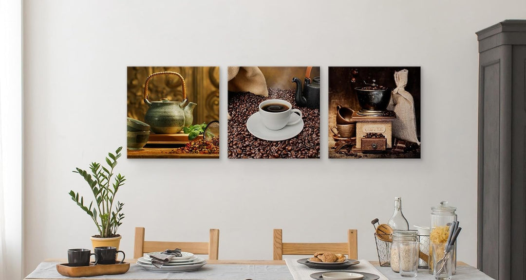 Muralo - Wandbilder Set - Leinwand Bilder Set Aufhängefertig - Bilder für Küche- Moderne Wanddeko -