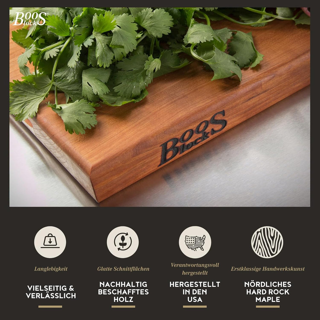 Boos Block Schneidebrett Kirschholz – Profi-Schneidebrett – Hackblock – Lebensmittelecht – 46 x 31 x