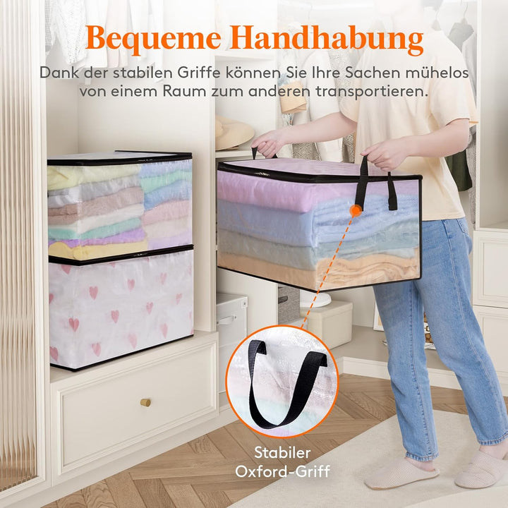 Lifewit 2 Stück Transparente Plastik Aufbewahrungstasche, 60L Kleideraufbewahrung Kleiderschrank Auf