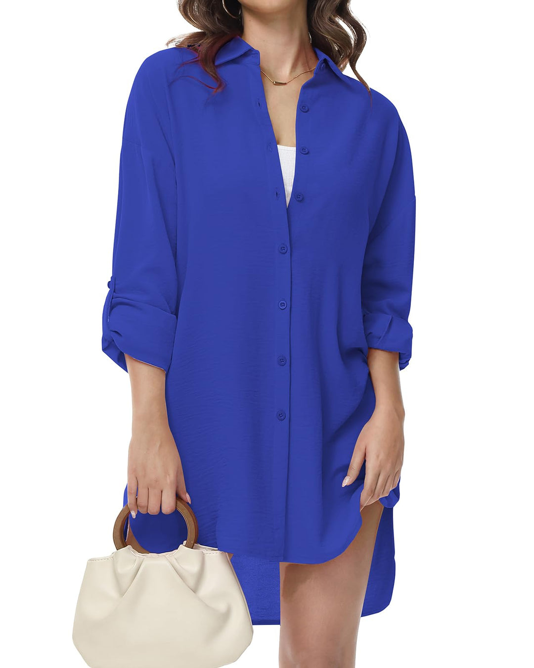 Damen Bluse V-Ausschnitt Hemdbluse Langarm Lässiges Hemd zum Knöpfen Langarmshirt Casual Oberteile A
