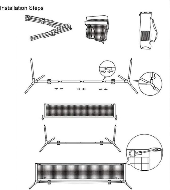 Aoneky Tennis Kit 2M/3M /6M x83cm, Metallrahmenständer und Stark PE-Tennisnetz | Tragbares Picklebal