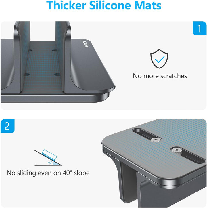 OMOTON Vertikal Verstellbarer Laptop Ständer, Notebook Ständer aus Aluminium, Laptop Halterung für M