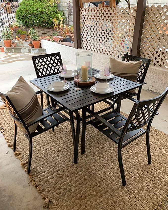 PHIVILLA Gartenmöbel Set 4 Stühle mit Tisch Wetterfest Terassenmöbel Gartentisch mit Stühlen Garten
