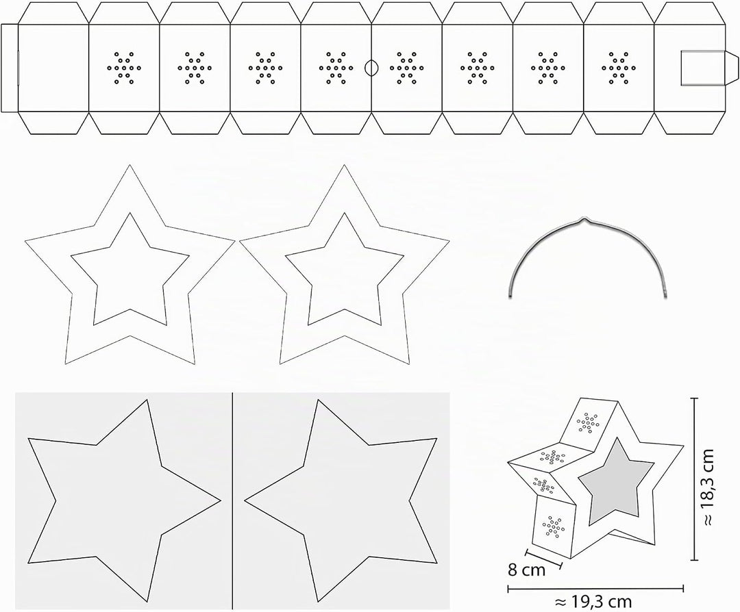 Ursus 18770002 - Twinkle Star, weiss, ca. 19,3 x 18,3 x 8 cm, Laternen Rohling Stern aus Fotokarton