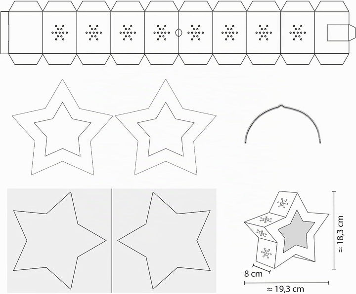 Ursus 18770002 - Twinkle Star, weiss, ca. 19,3 x 18,3 x 8 cm, Laternen Rohling Stern aus Fotokarton