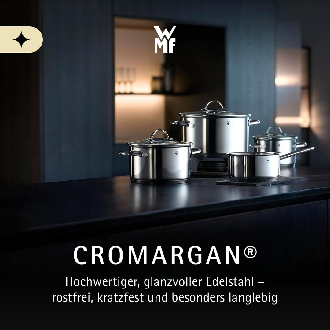 WMF Aparto Topfset Induktion 4-teilig, Kochtopf Set mit Glasdeckel, Cromargan Edelstahl poliert, Ind