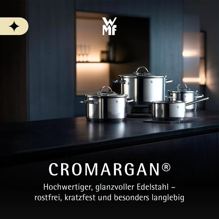 WMF Aparto Topfset Induktion 4-teilig, Kochtopf Set mit Glasdeckel, Cromargan Edelstahl poliert, Ind