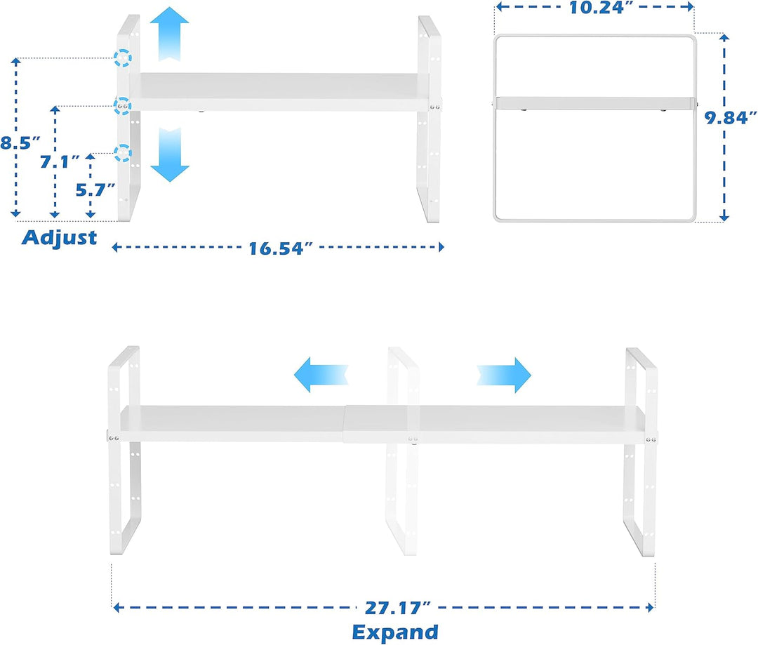 SANNO Erweiterbares Schrankregal, stapelbar, Thekenregal, Organizer für Schrank, Teller, Geschirr, T