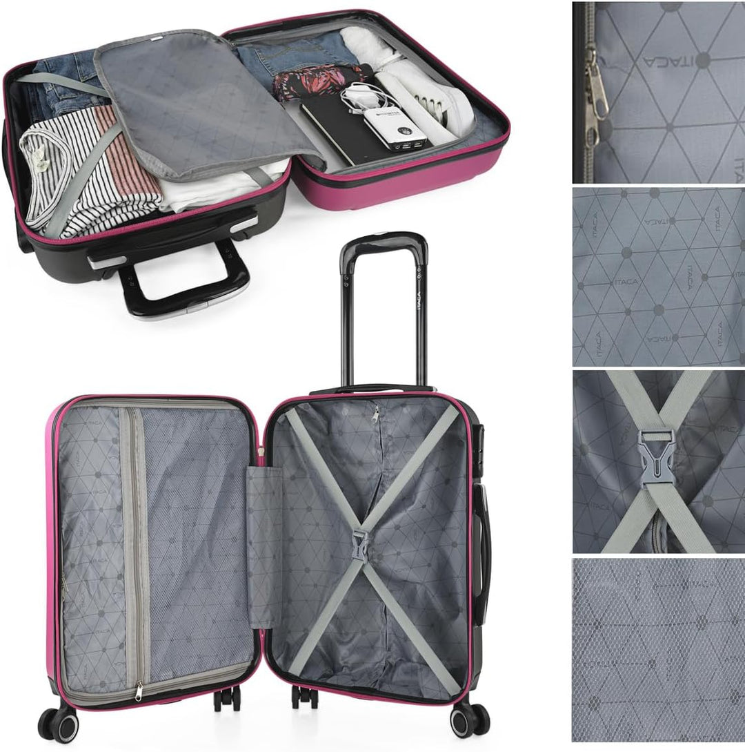 ITACA - Trolley Handgepäck Cabin Trolley Koffer Reisekoffer Hartschalenkoffer mit Zahlenschloss - Ka
