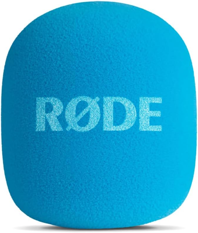 Rode Interview GO Handadapter für Wireless Sendemodule Blau mit keepdrum Fell-Windschutz, Blau
