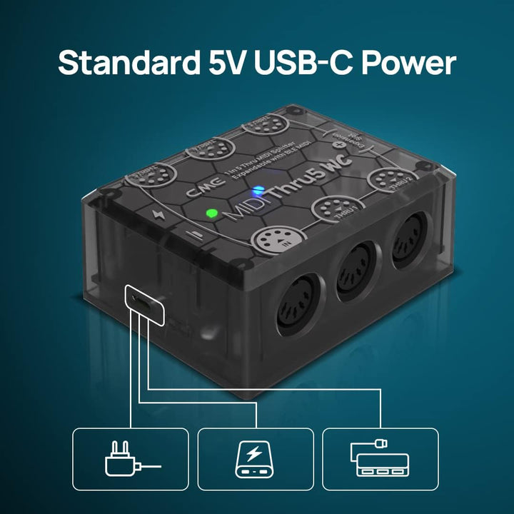 CME MIDI Thru5 WC - 1-in-5-out MIDI Interface - High-Speed MIDI Thru für die Übertragung aller MIDI-
