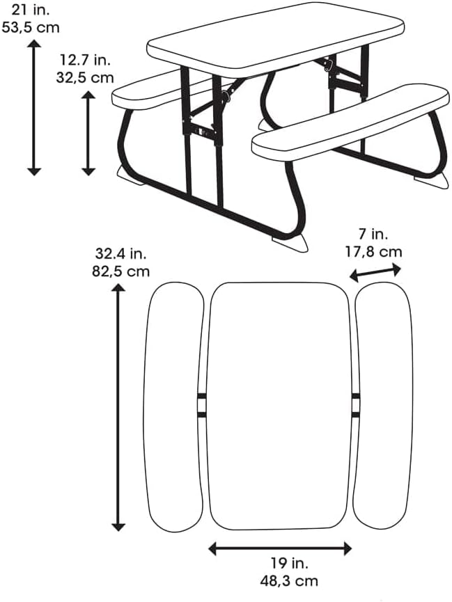LIFETIME Campingtisch & Picknicktisch für Kinder | 83x90x53 cm Blau | Kunststoff Tisch inklusive Ban