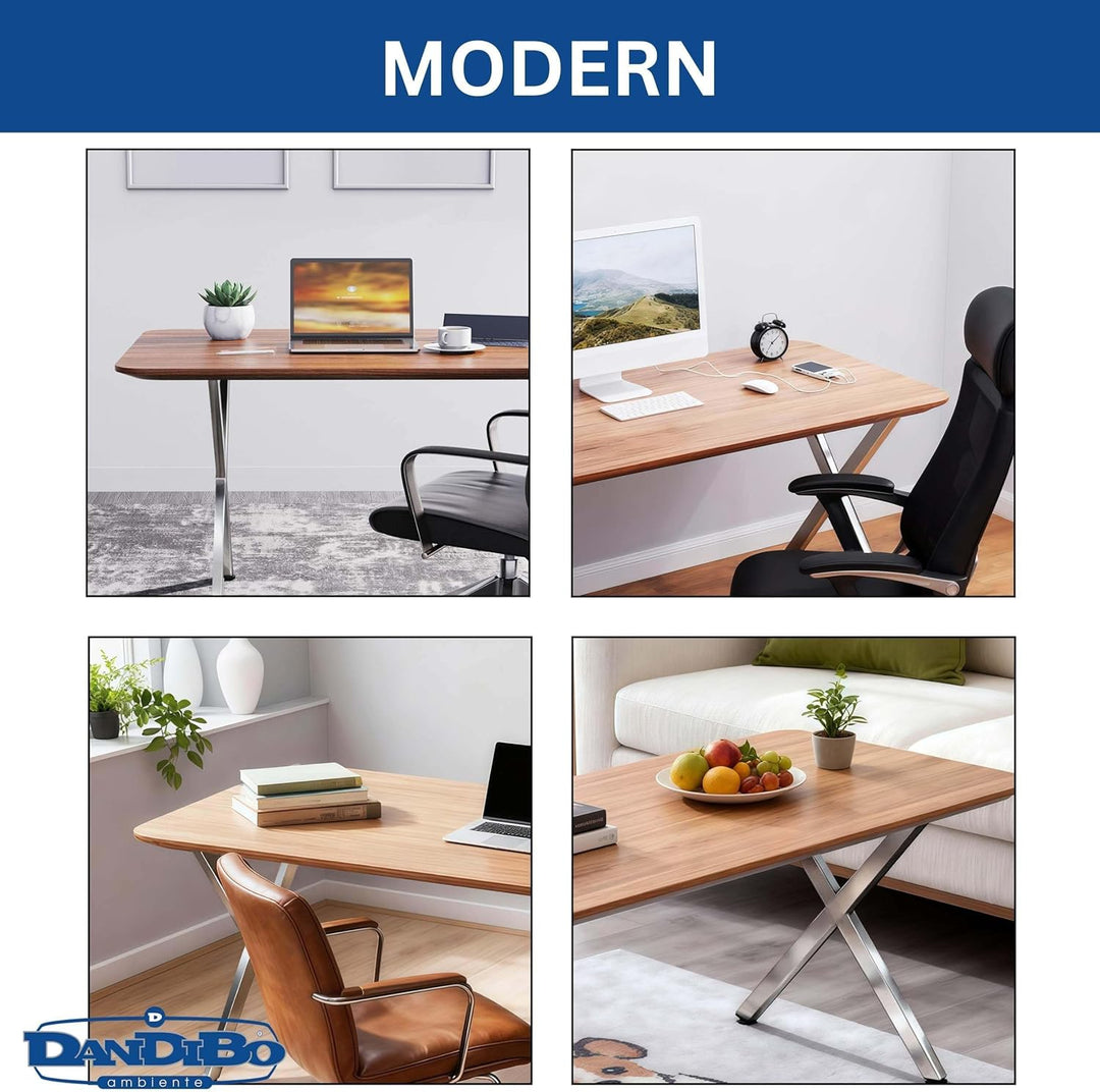 DanDiBo 2X Tischbeine Edelstahl 72 x 68 cm Tischgestell Höhenverstellbar 96678 Tischfüsse Möbelfüsse