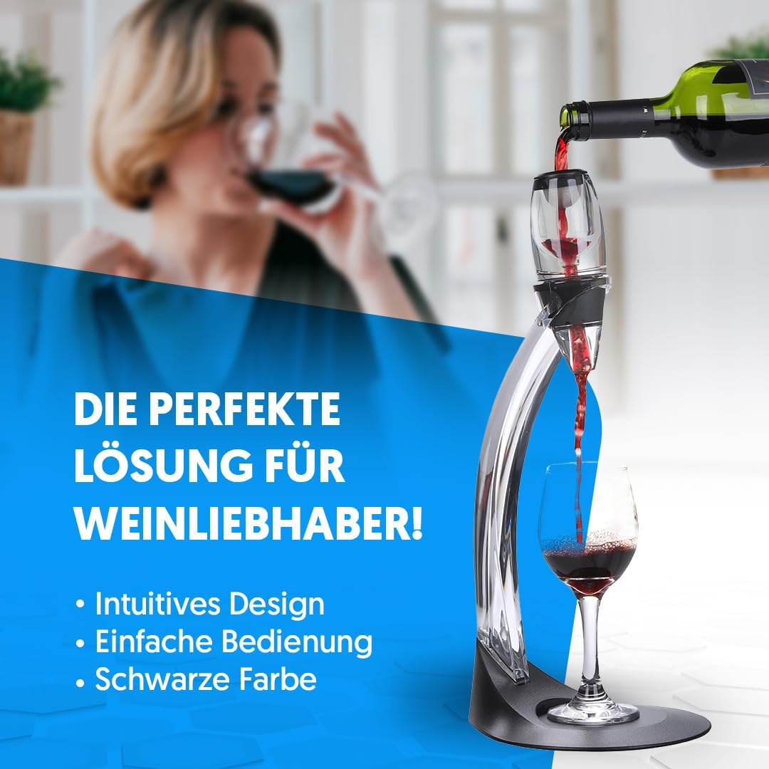 NK Weindekanter-Set + Ständer - Weinbelüfter mit Filtration, Acrylmaterial, eingebautem Filter, inkl
