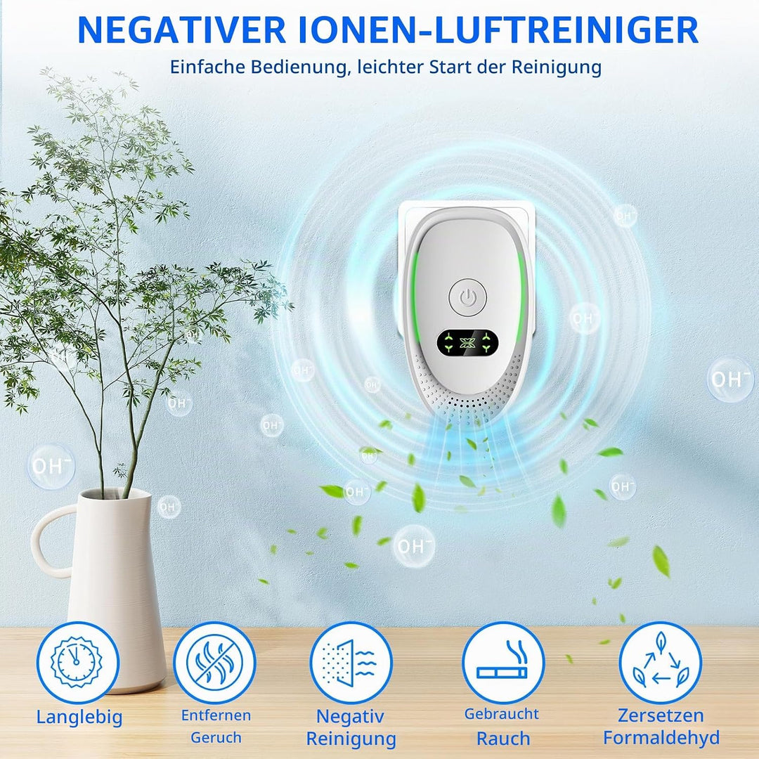 Plug in Negativ Ionen Luftreiniger, 4PCS Tragbare Air Purifier Ionizer Generator für Büro, Zimmer, P
