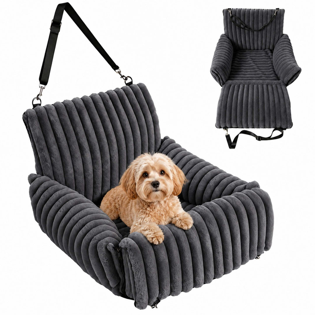 Relaxdays Hundeautositz, kleine Hunde bis 8 kg, weich, Hundebett Auto, grau | waschbar, HBT: 38x48x4