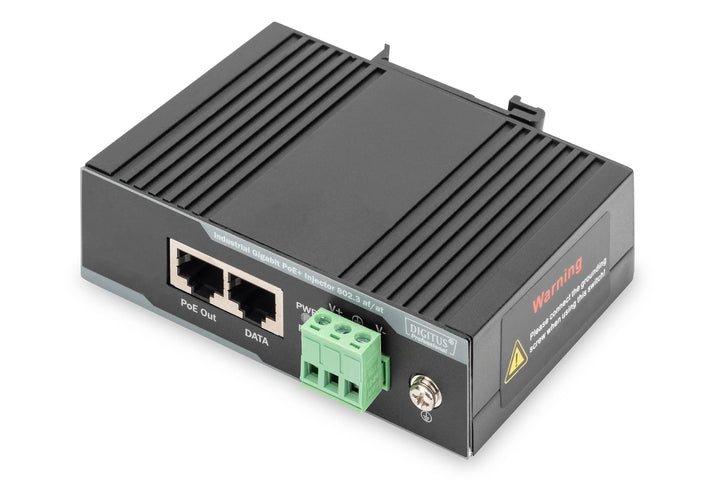 DIGITUS PoE+ Injektor - IEEE802.3at - Gigabit Ethernet - DIN Hut-Schiene - DC Klemmleiste - PoE Modu