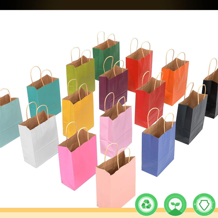 Gcardist 100 Stück Mittlere-Geschenktüten aus Papier mit Henkeln–10.6"×8.3"×4.3" Party-Tüten aus Kra
