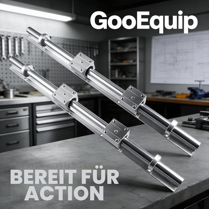 GooEquip Linearführung SBR20 800mm 2 x Linearschienen und 4 x Lagerblöcke mit SBR20 Schienenstopper,