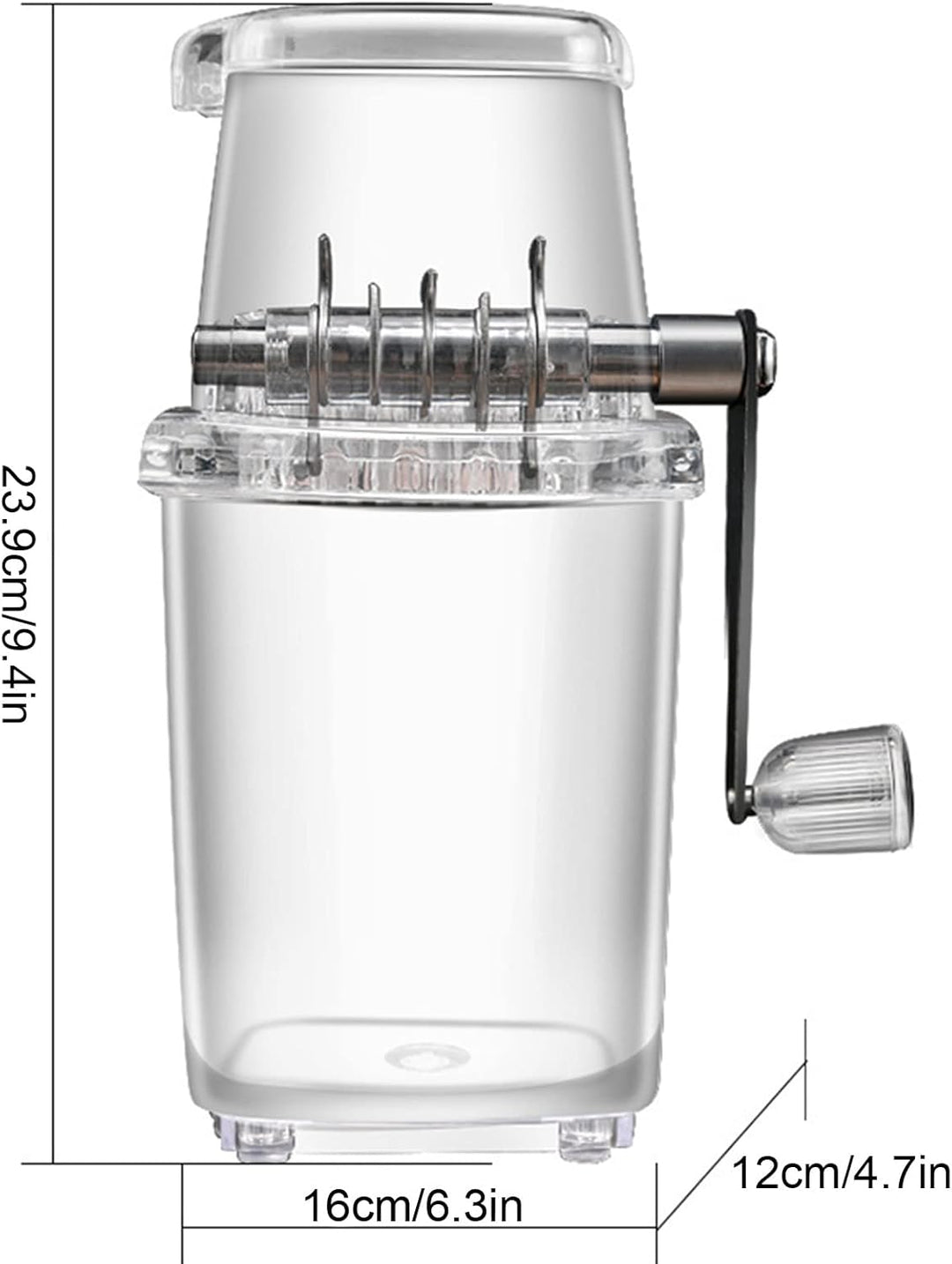 Tragbarer Eiszerkleinerer, 1,25 L, Handgekurbelt, Zum Selbermachen, Manuelle Eiszerkleinerungsmaschi