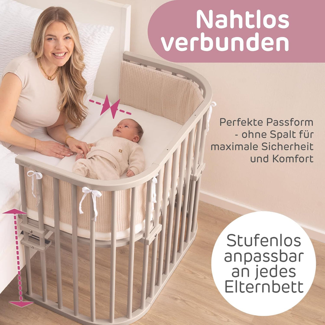 babybay Maxi extra grosses Beistellbett aus massivem Buchenholz/Kinderbett Höhe stufenlos verstellba
