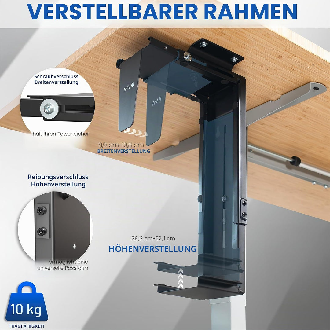 VIVO MOUNT-PC01 Verstellbare PC-Halterung für Schreibtisch und Wand, Computergehäuse-Halterung mit D