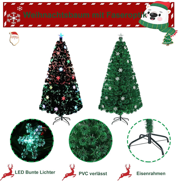 LZQ PVC Weihnachtsbaum Künstliche 120cm/ 4 ft mit Weihnachtsbäume mit LED Beleuchtung Glasfaser und