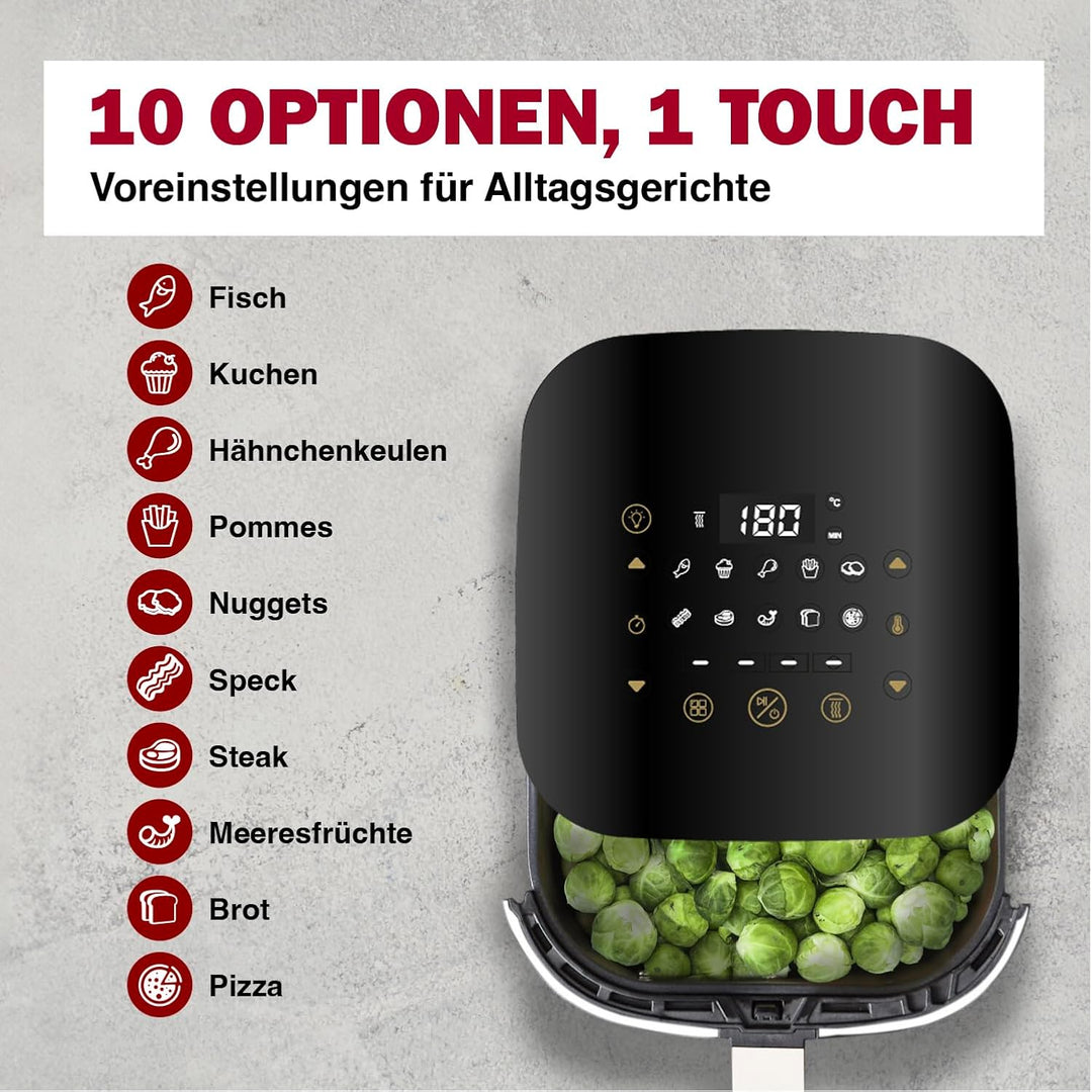 Preisgekrönt Heissluftfritteuse weiss TURMIX CX 250 - Compact 3.5L Airfryer 1350W Transparentes Fens