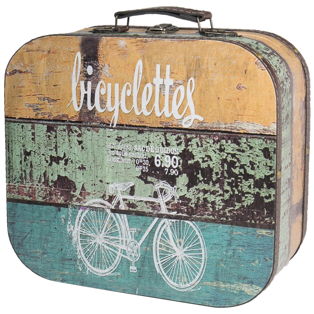 HMF VKO206 Vintage Koffer aus Holz | 25 x 21,5 x 8,5 cm | Klein | Deko Fahrrad 25 cm, 25 cm