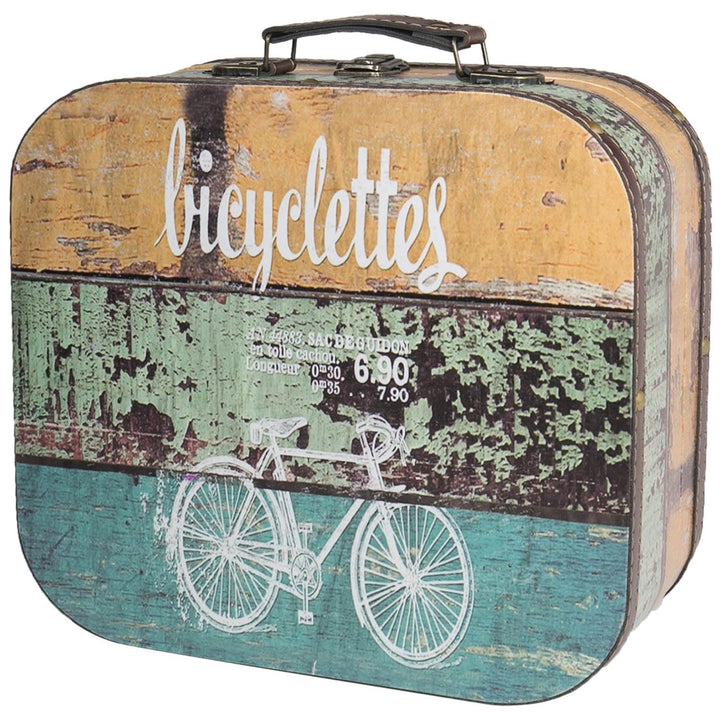 HMF VKO206 Vintage Koffer aus Holz | 25 x 21,5 x 8,5 cm | Klein | Deko Fahrrad 25 cm, 25 cm