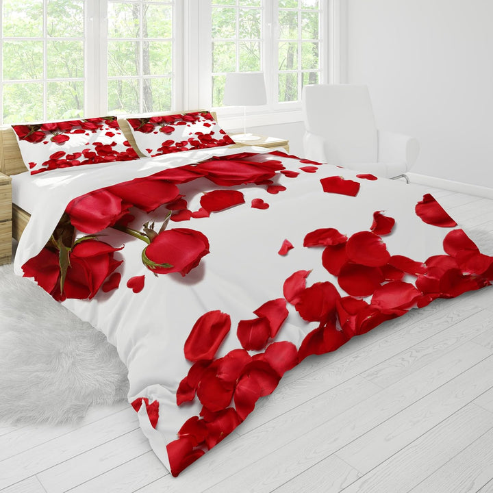 HZVRTN Bettwäsche 3D Rot Rose Bettbezug Set mit Reissverschluss und 2 Kissenbezug, Mikrofaser Kreati