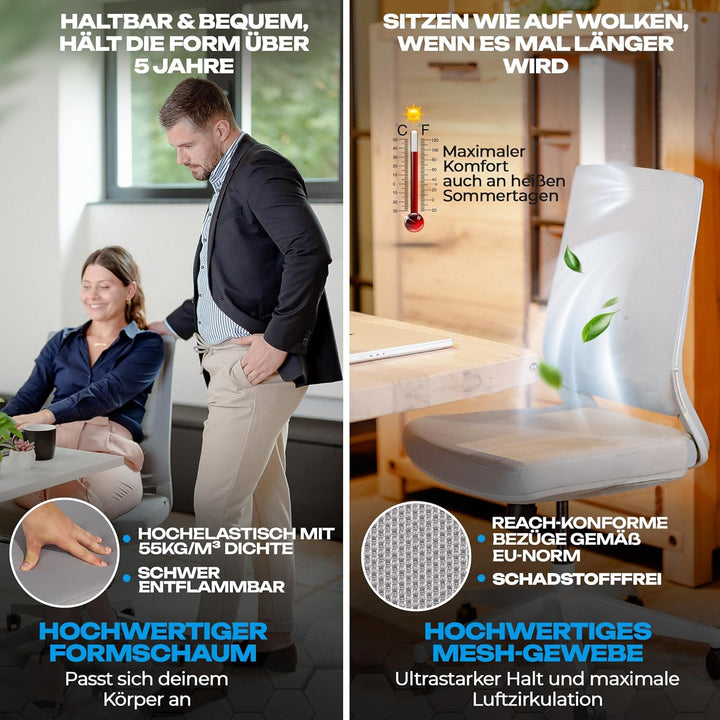 VALKENSTOL M2 Bürostuhl Ergonomisch ohne Armlehne [ohne Kopfstütze] Ergonomischer Bürostuhl Grau Sch