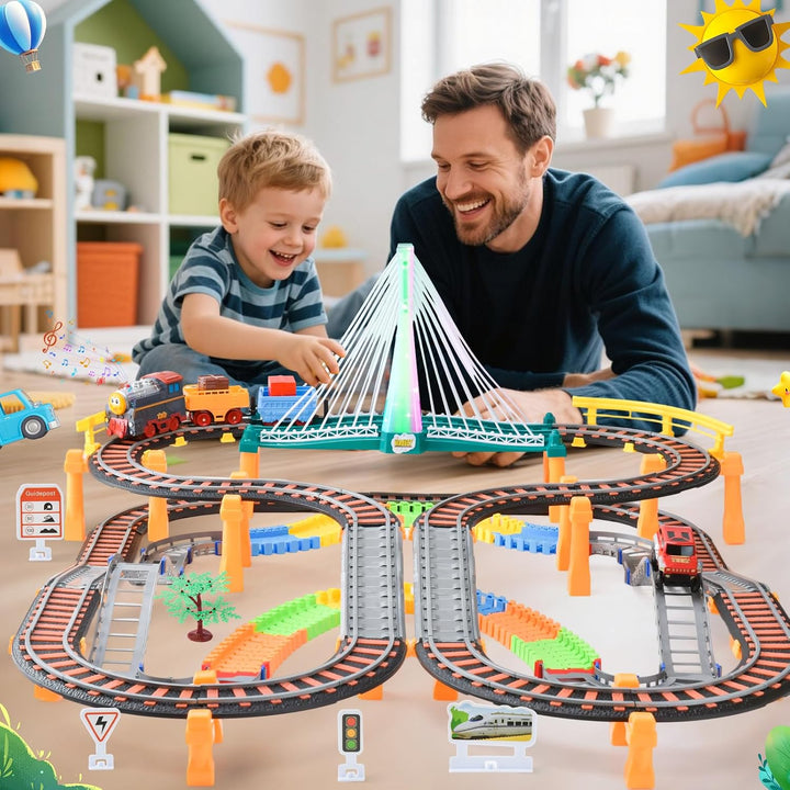 Zug Spielzeug, 215PCS Schienen Auto,Spielzeug Eisenbahn Elektrisch,Elektrischer Zug für Kinder,Weihn
