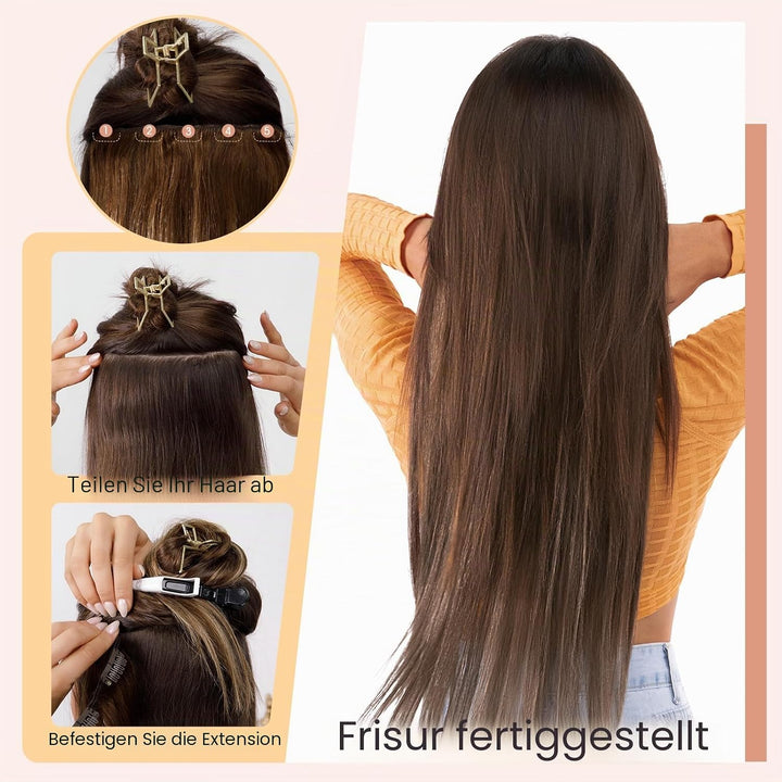 S-noilite Clip In Extensions Echthaar Schwarz Real human hair 1 pieces 5 clips Haarverlängerungen au