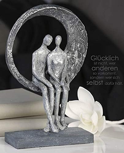 Casablanca Deko Skulptur - aus Poly silberfarben -Zertifikat Spruchanhänger H 30 cm Höhe 30 cm Grau,