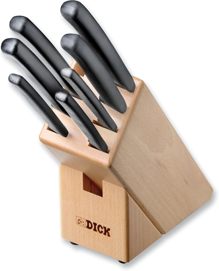F. DICK Holzmesserblock ProDynamic 7-teilig (Messerblock aus Holz, Set inkl. Küchenmesser, Schälmess