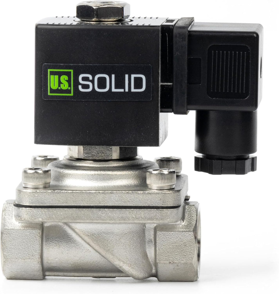 U.S. Solid 1/2" Magnetventil - Edelstahl DC 12V mit Viton-Dichtung, stromlos geschlossen, Anschlussd