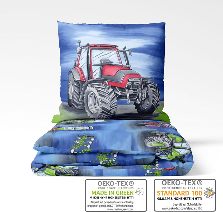 LINKHOFF Traktor Bettwäsche 135x200 Jungen 2tlg | Mähdrescher & Traktoren Bettwäsche-Set für Kinder