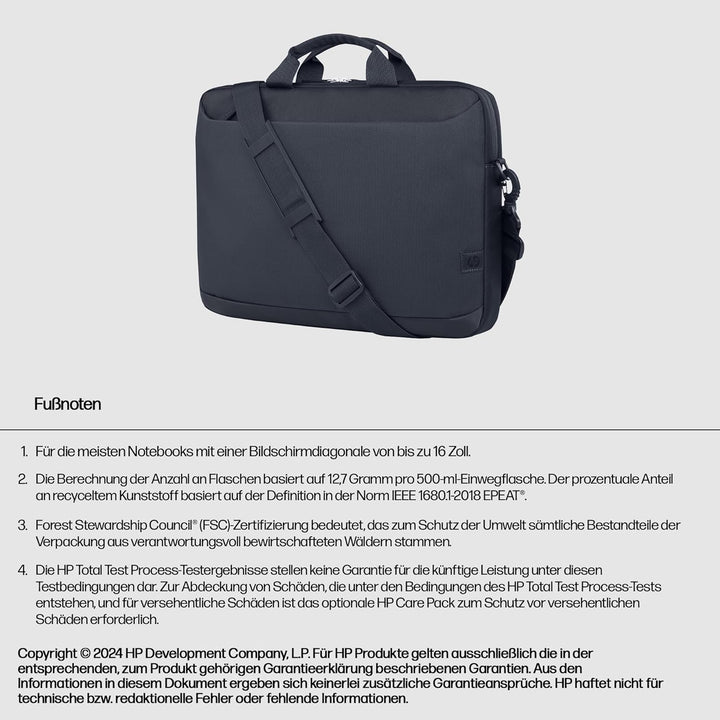 HP Everyday 16 Zoll Laptop-Aktentasche – Wasserabweisend, Vielseitig mit Abnehmbarem Schultergurt un