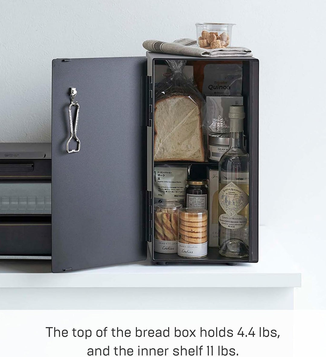 Yamazaki 5681 TOWER Brotkasten, hochkant, schwarz, Stahl, Minimalistisches Design, Schwarz