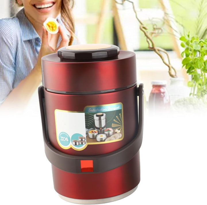 BuyWeek Thermobehälter für Essen, 2000ml Isolierte Lunchbox Edelstahl Warmhaltebehälter Tragbare 3 S