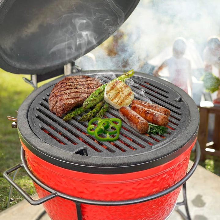 onlyfire Gusseisen Grillrost, BBQ Rund Guss Grillroste Ø 35cm Grillzubehör Passend für Kamado Joe Cl