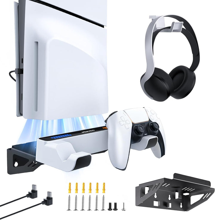 NexiGo PS5 Wandhalterungsset mit Ladestation für PS5 (alle Versionen) und Neue PS5 Slim Konsolen, re