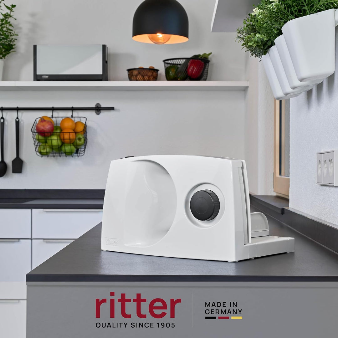 ritter markant 01 Klappbarer elektrischer Allesschneider & Brotschneidemaschine mit ECO-Motor, Made