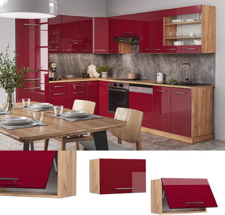 Vicco Hängeschrank Fame-Line, Bordeaux Hochglanz/Goldkraft Eiche, 60 cm Flach Hängeschrank 60 cm fla