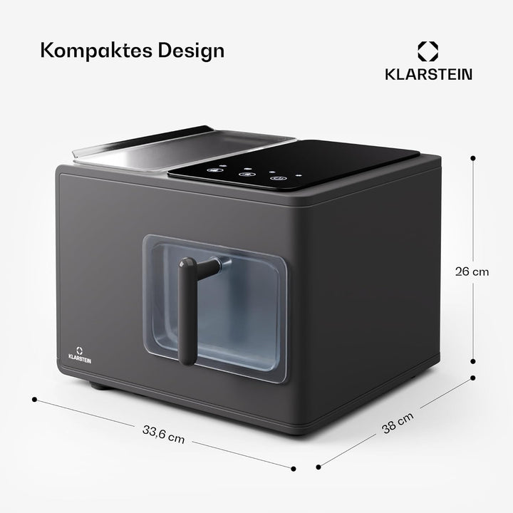 Klarstein Eiswürfelmaschine für Zuhause Camping Gastro, Schnelle Mini Eiswürfelmaschine Klein, Profi