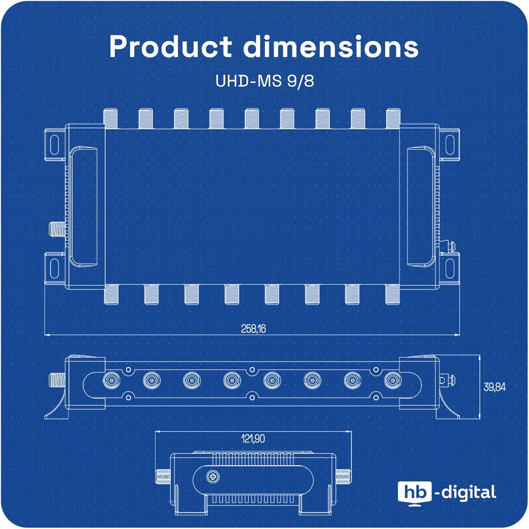 Multischalter pmse 9/8 HB-DIGITAL 2X SAT bis 8 x Teilnehmer/Receiver für Full HDTV 3D 4K UHD 8x Teil