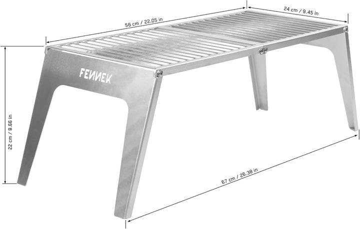 FENNEK Klapprost XL mit Tasche | Mobiler Grillrost zum Aufklappen | Extra stabile Ausführung mit gro