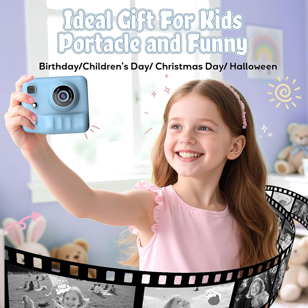 Kinderkamera Sofortbildkamera, 48MP Sofortbildkamera Kinder mit 32GB Karte & Druckpapier, 1080P Digi